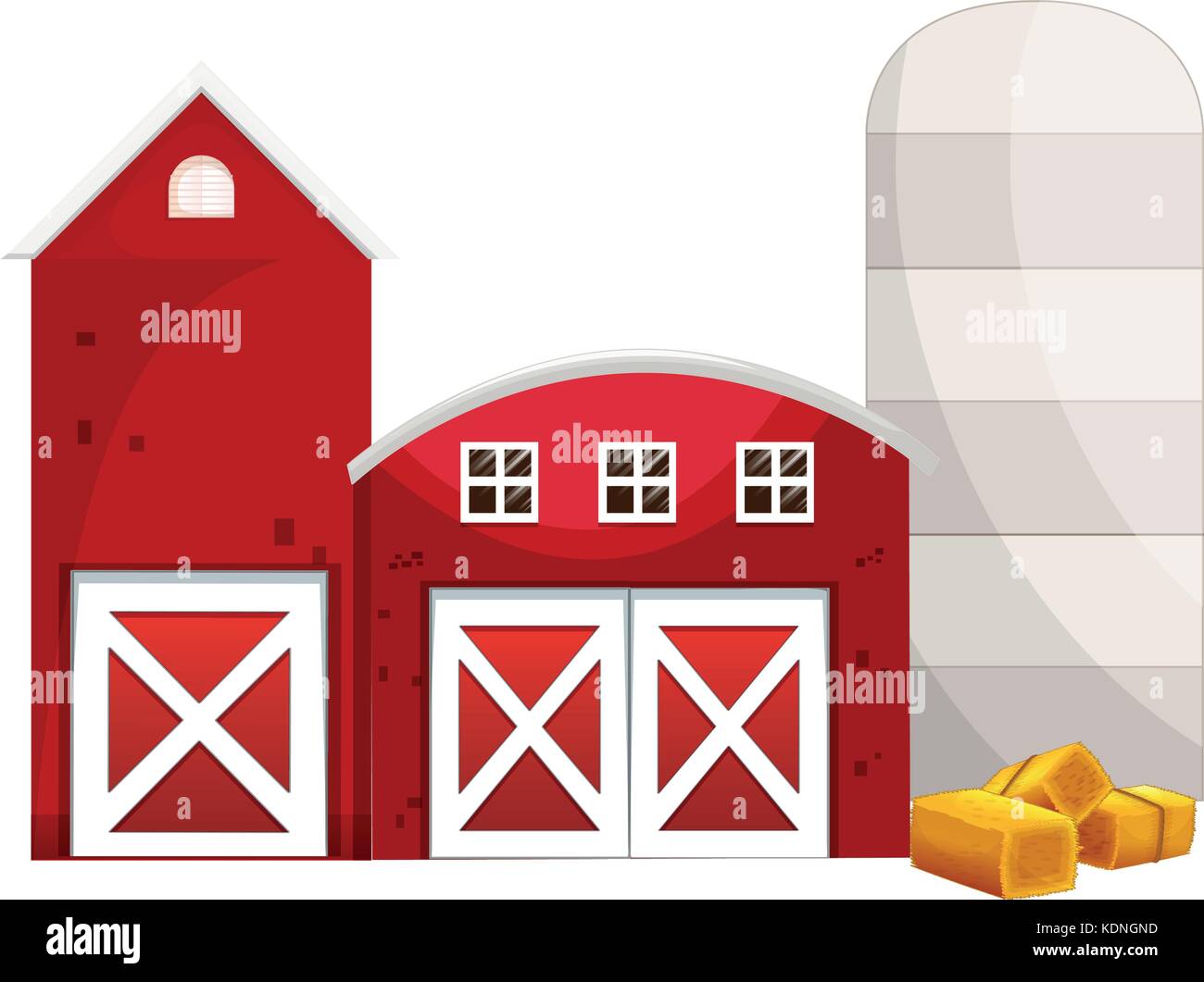 Two red barns and silo illustration Stock Vector Image & Art - Alamy