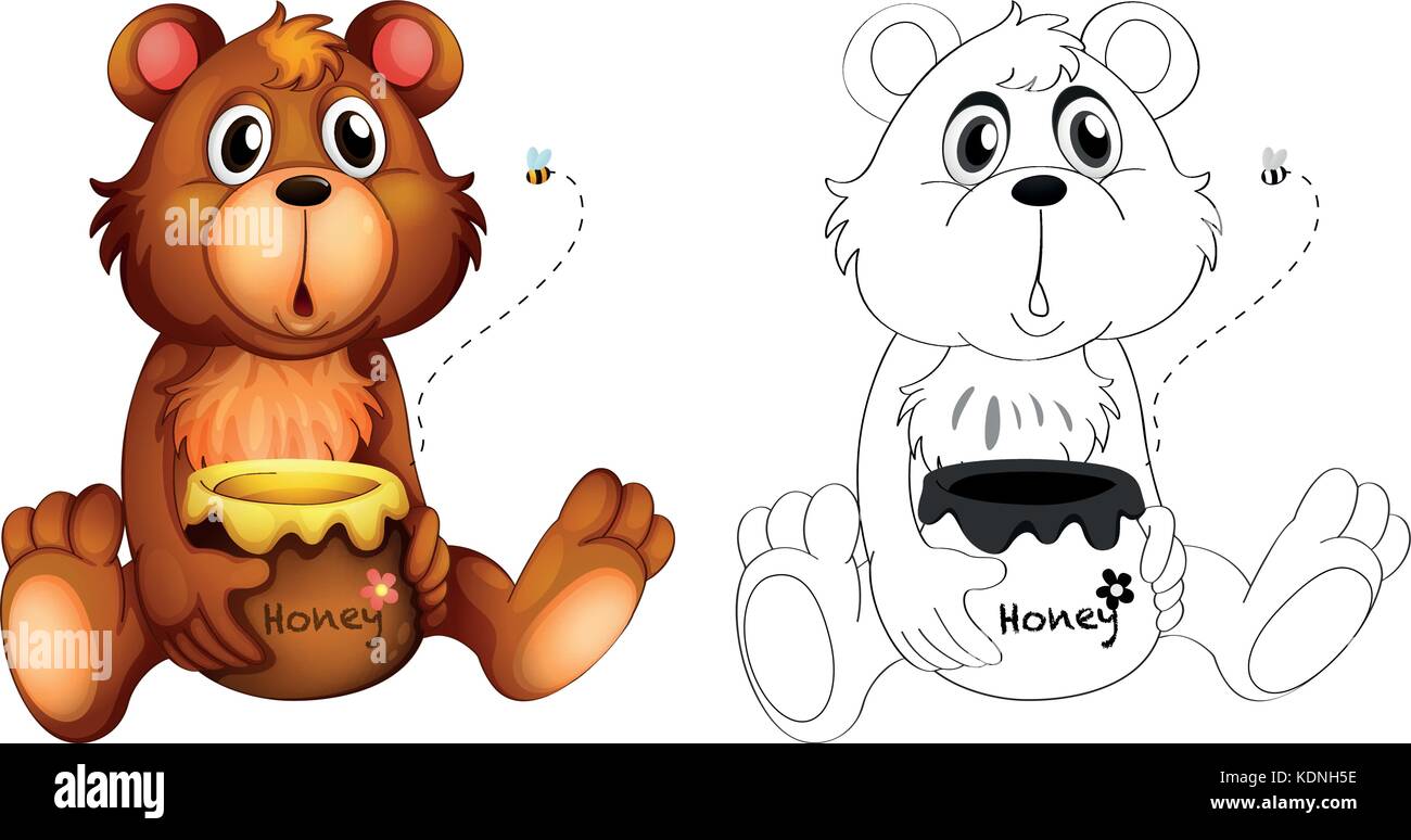 Vector drawing bear pot honey Stock Vector Images - Alamy