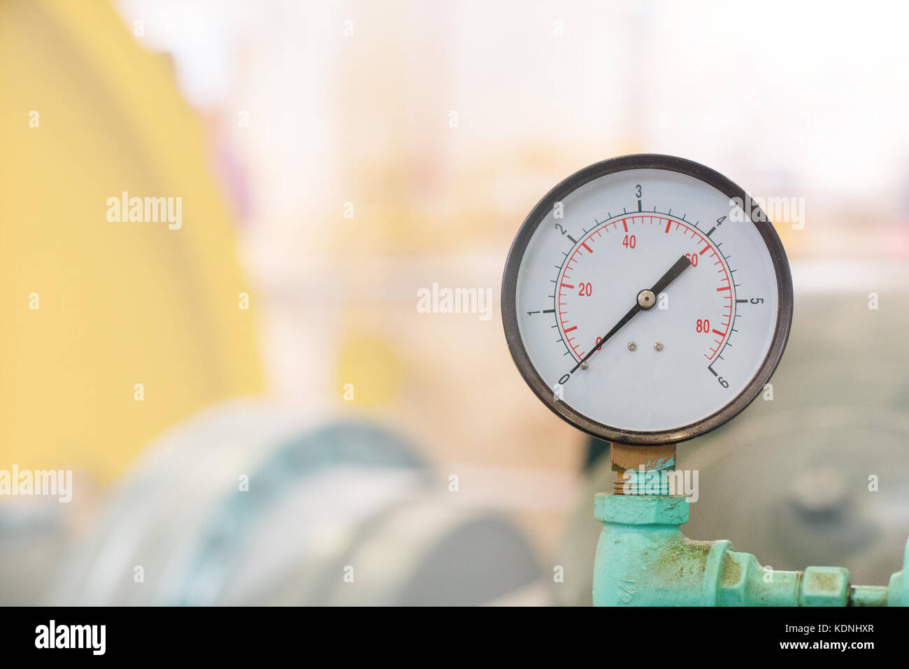 Small Manometer , round Industrial Thermometer DOF Stock Photo