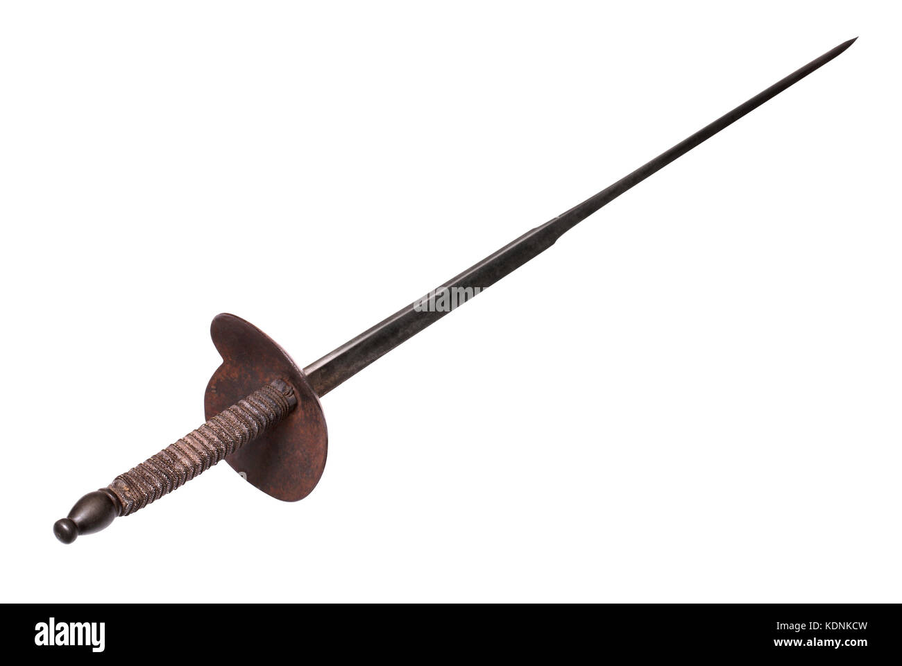 French fencing sword (foil) of 18th century. France. Path on the white background. Stock Photo