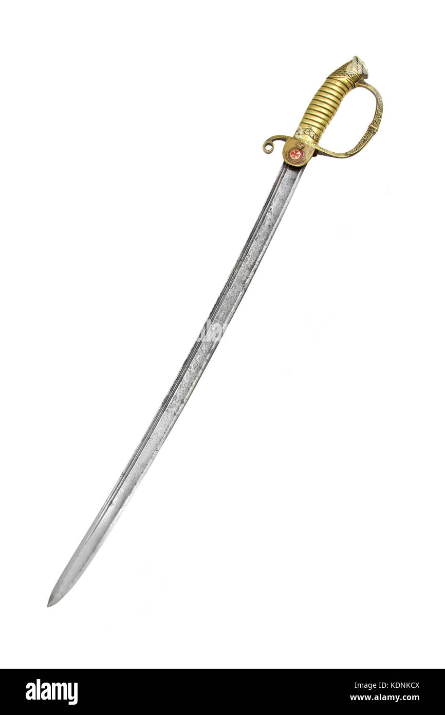 Russian officer dragoon saber (model of 1881). The Gold Sword for Bravery was a Russian Empire award for bravery. It was set up with two grades on 27  Stock Photo