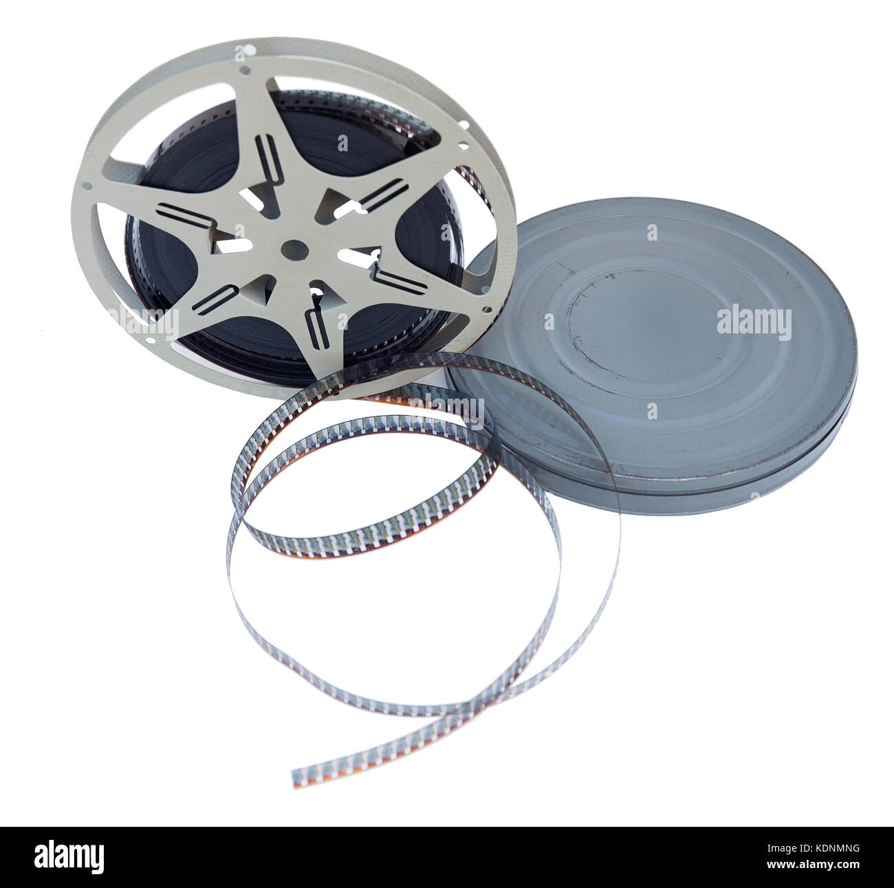 Vintage 1940s home movie canister and film reel. isolated Stock Photo -  Alamy