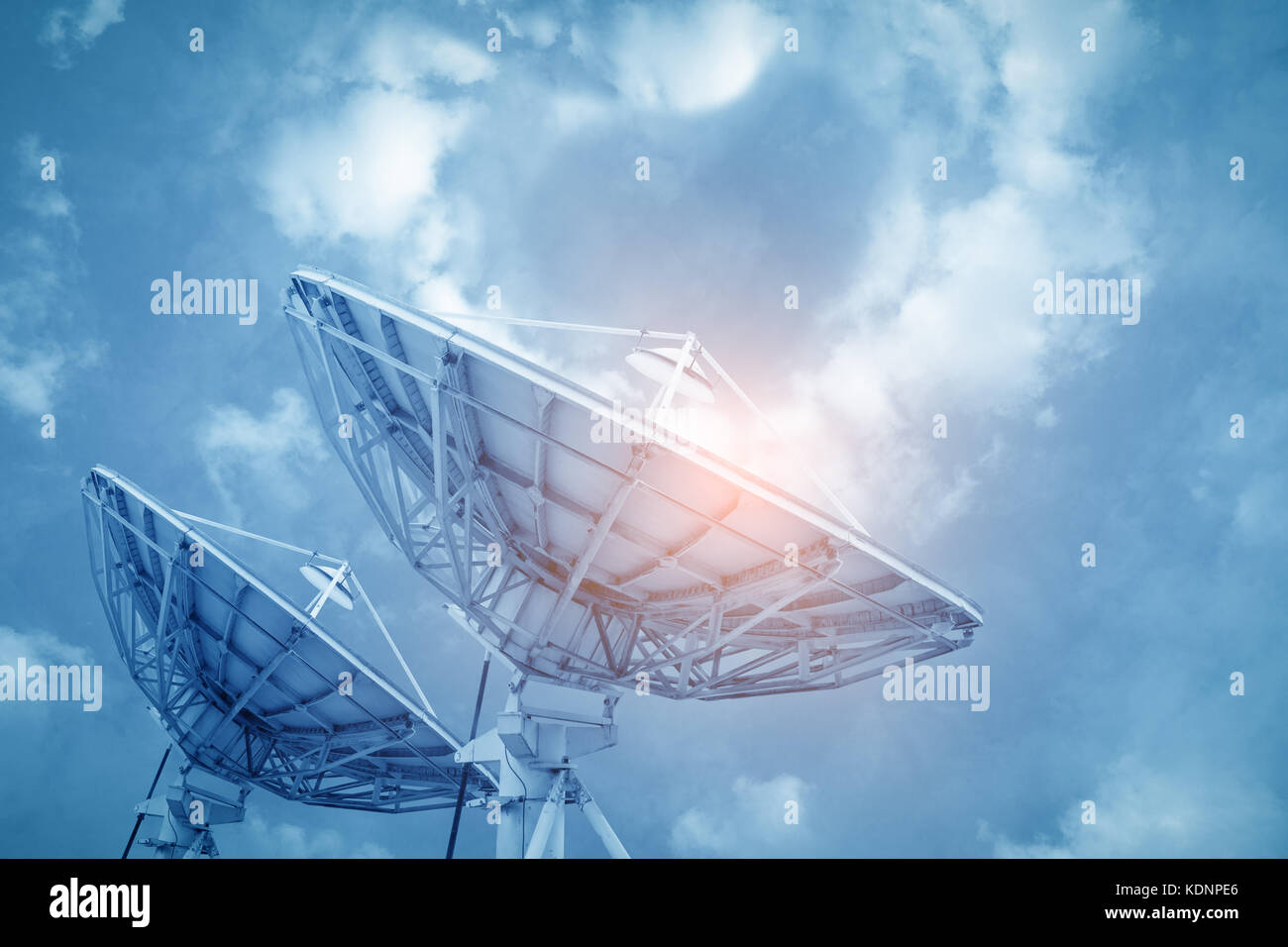 satellite dish antennas under sky Stock Photo Alamy