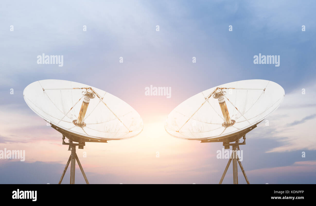 satellite dish antennas under sky Stock Photo Alamy