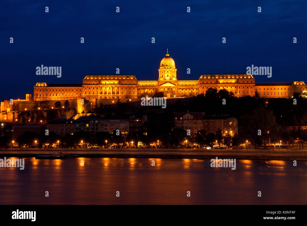 Budapest, Buda castle with night illumination Stock Photo
