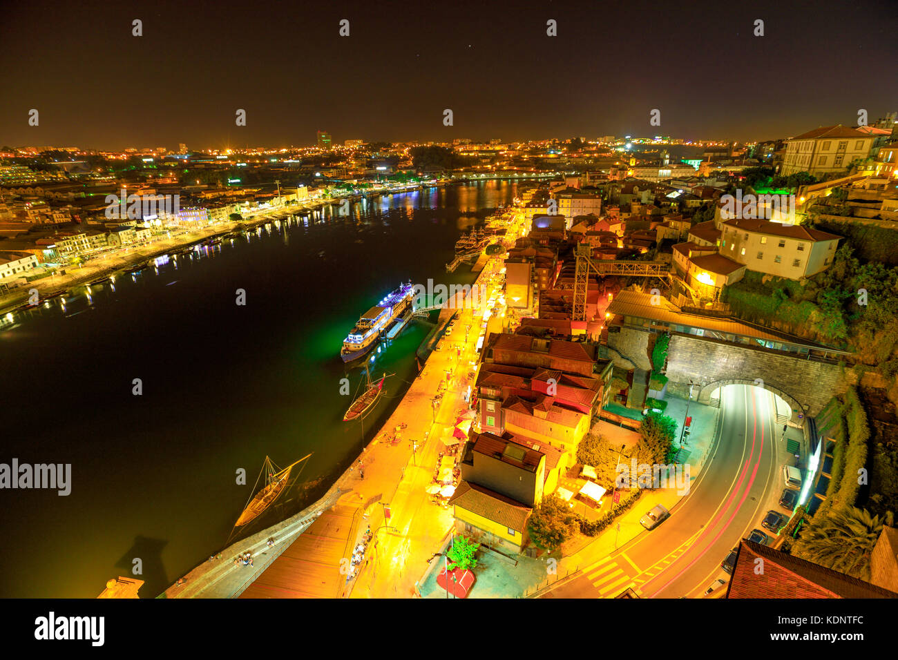 Douro River skyline night Stock Photo