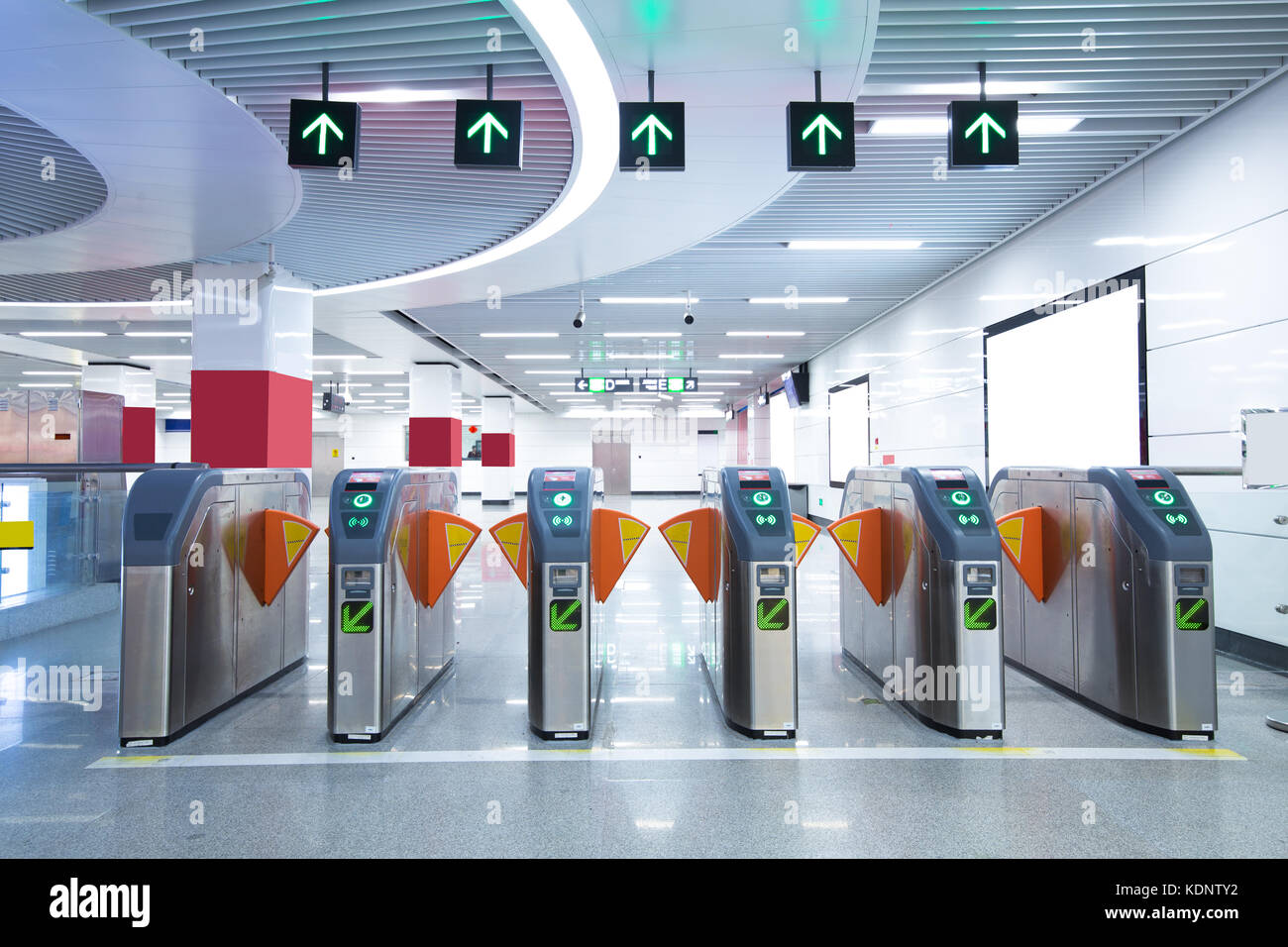 Subway station pedestrian access gates Stock Photo