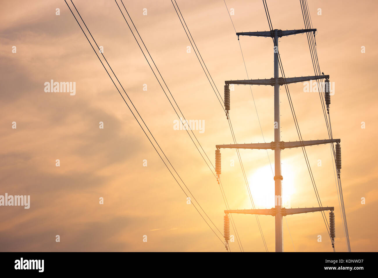 silhouette of high voltage electrical pole structure Stock Photo - Alamy
