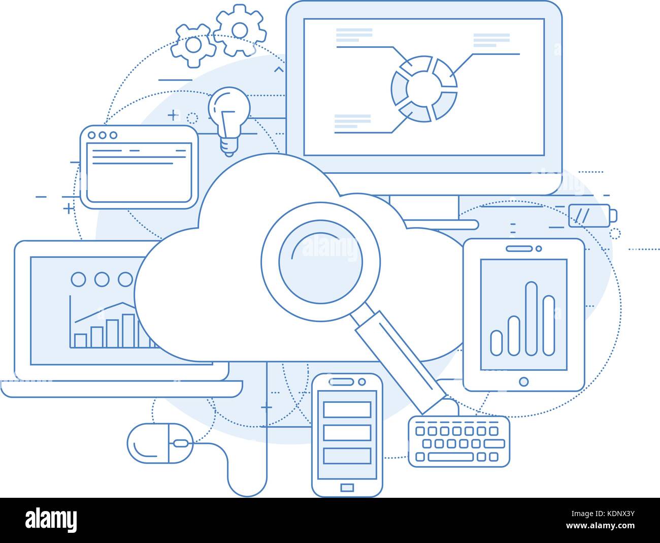 Cloud computing service and internet abstract design Stock Vector