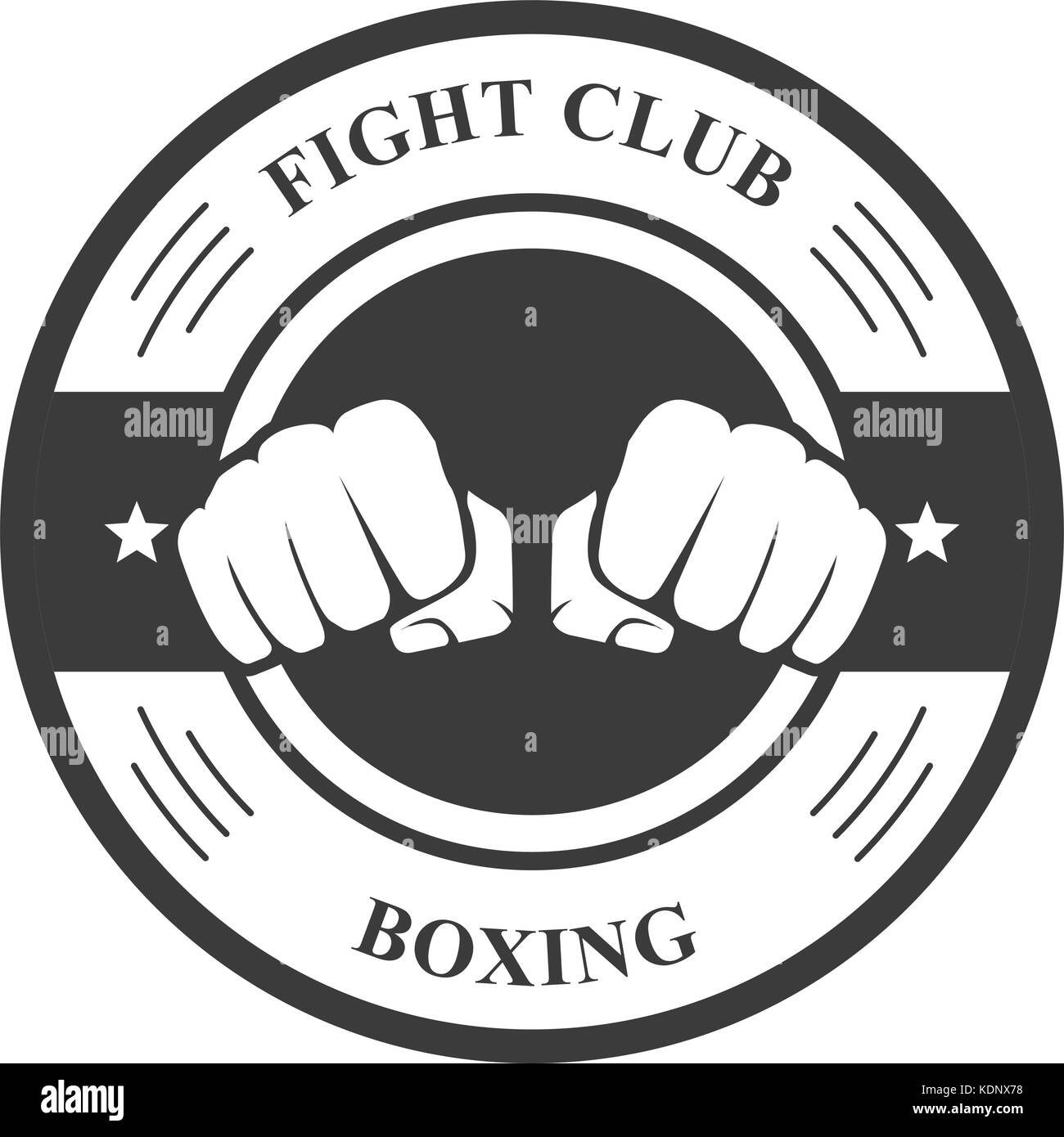 Fight club emblem with two fists - boxing club badge Stock Vector