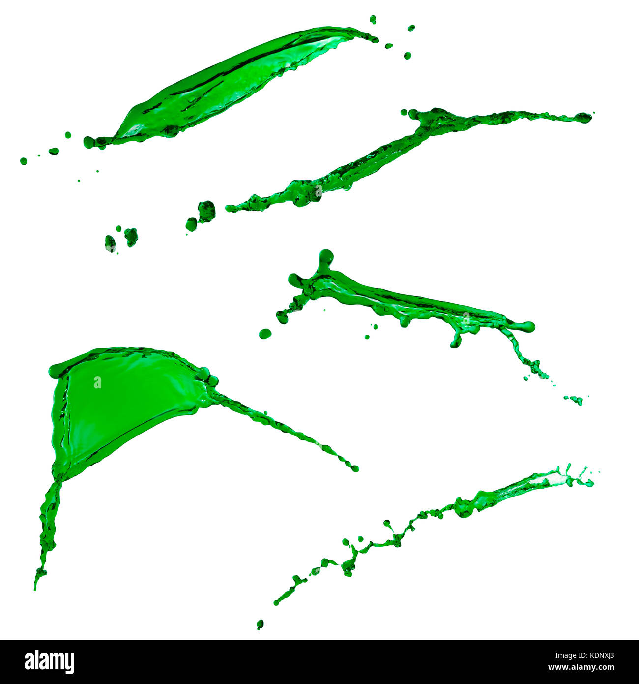 Elegant collection of beautiful liquid splashes green color isolated on ...