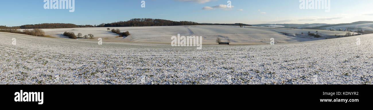 Beautiful Winter Landscape in Germany, Mittelhessen Stock Photo