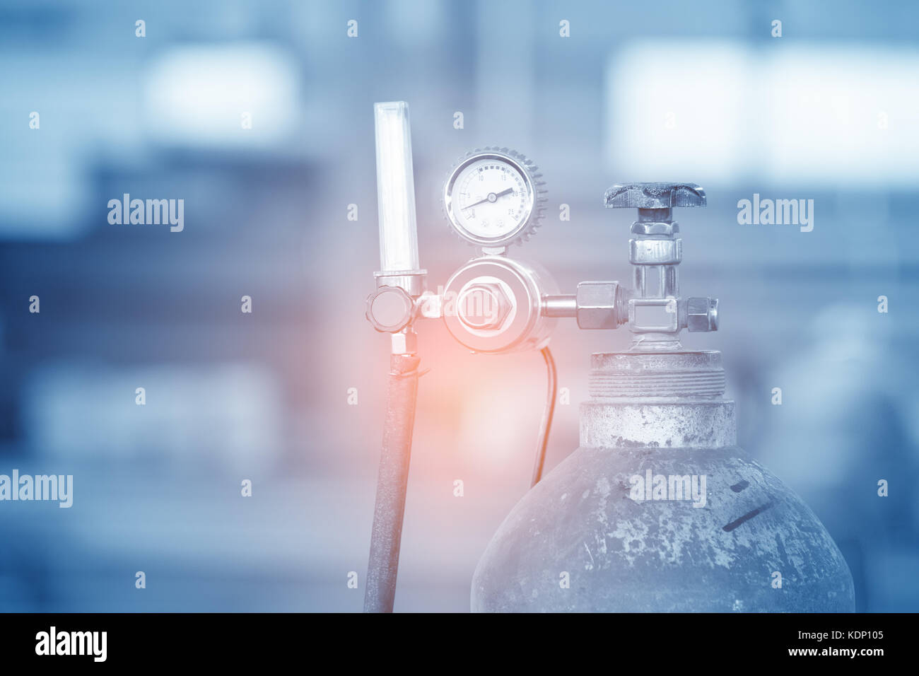 a welding gas cylinder pressure gauge with two Stock Photo Alamy