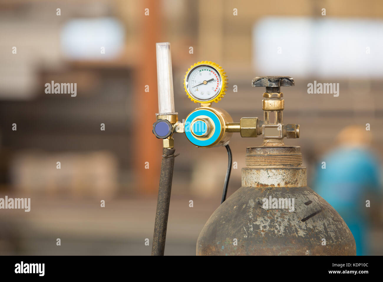 a welding gas cylinder pressure gauge with two Stock Photo Alamy