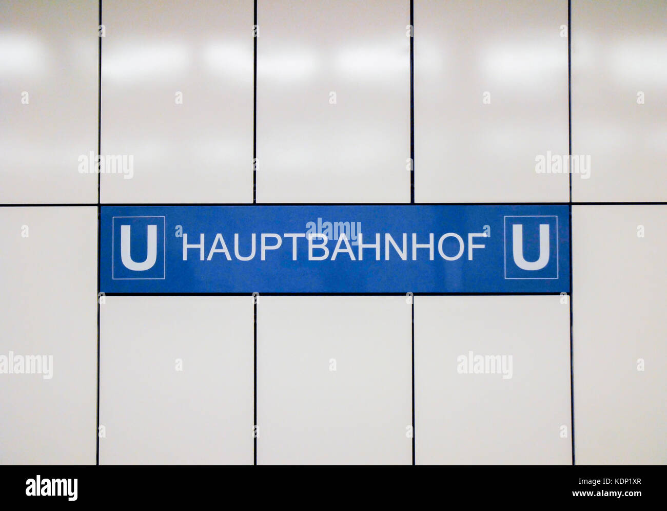 Hauptbahnhof subway station name plate in Berlin,Germany. Stock Photo