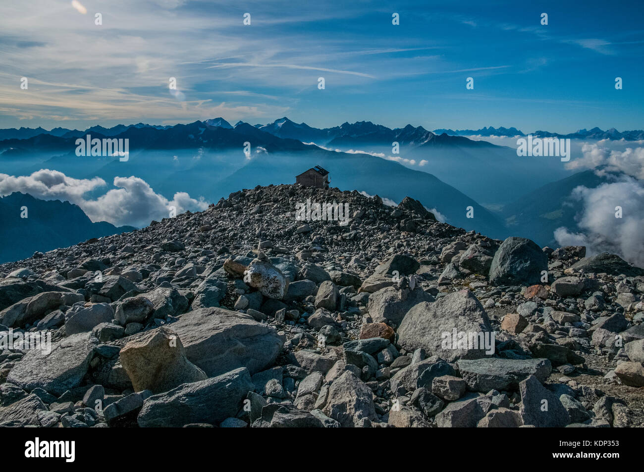 The Schwarzenstein Hut mountain refuge in the Zillertal Alps of the
