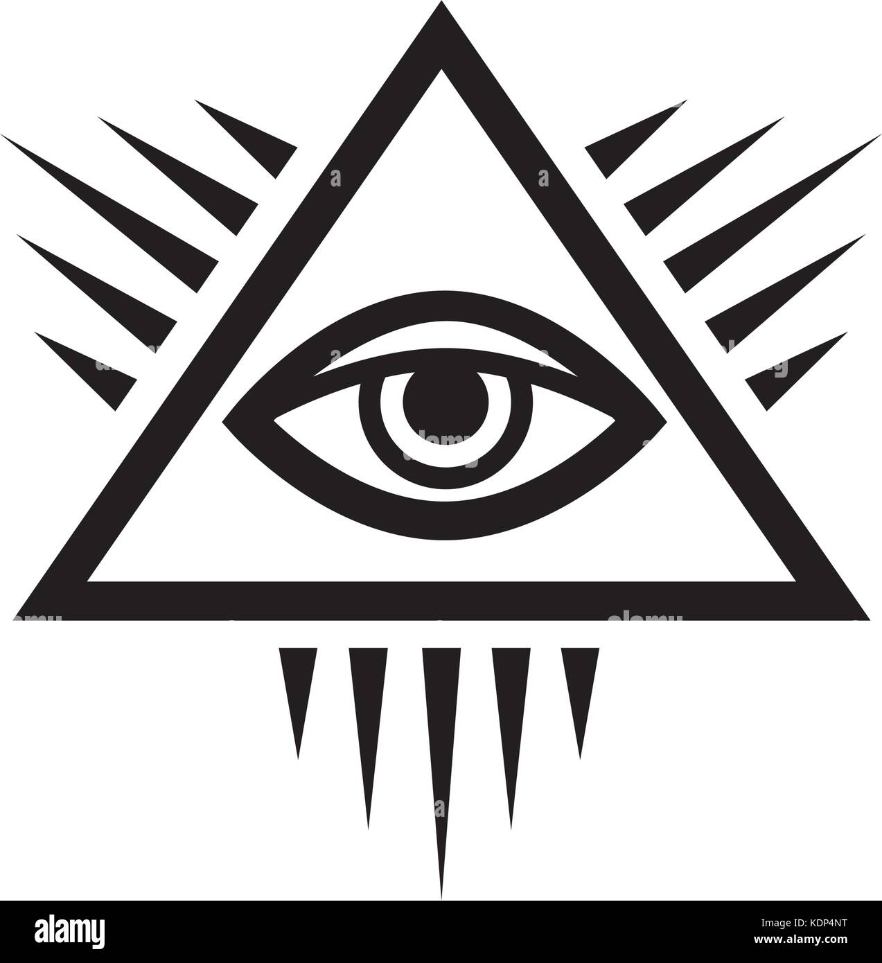 All-Seeing Eye of God (The Eye of Providence | Eye of Omniscience | Luminous Delta). Ancient Mystical Sacral Symbol of Illuminati and Freemasonry. Stock Vector