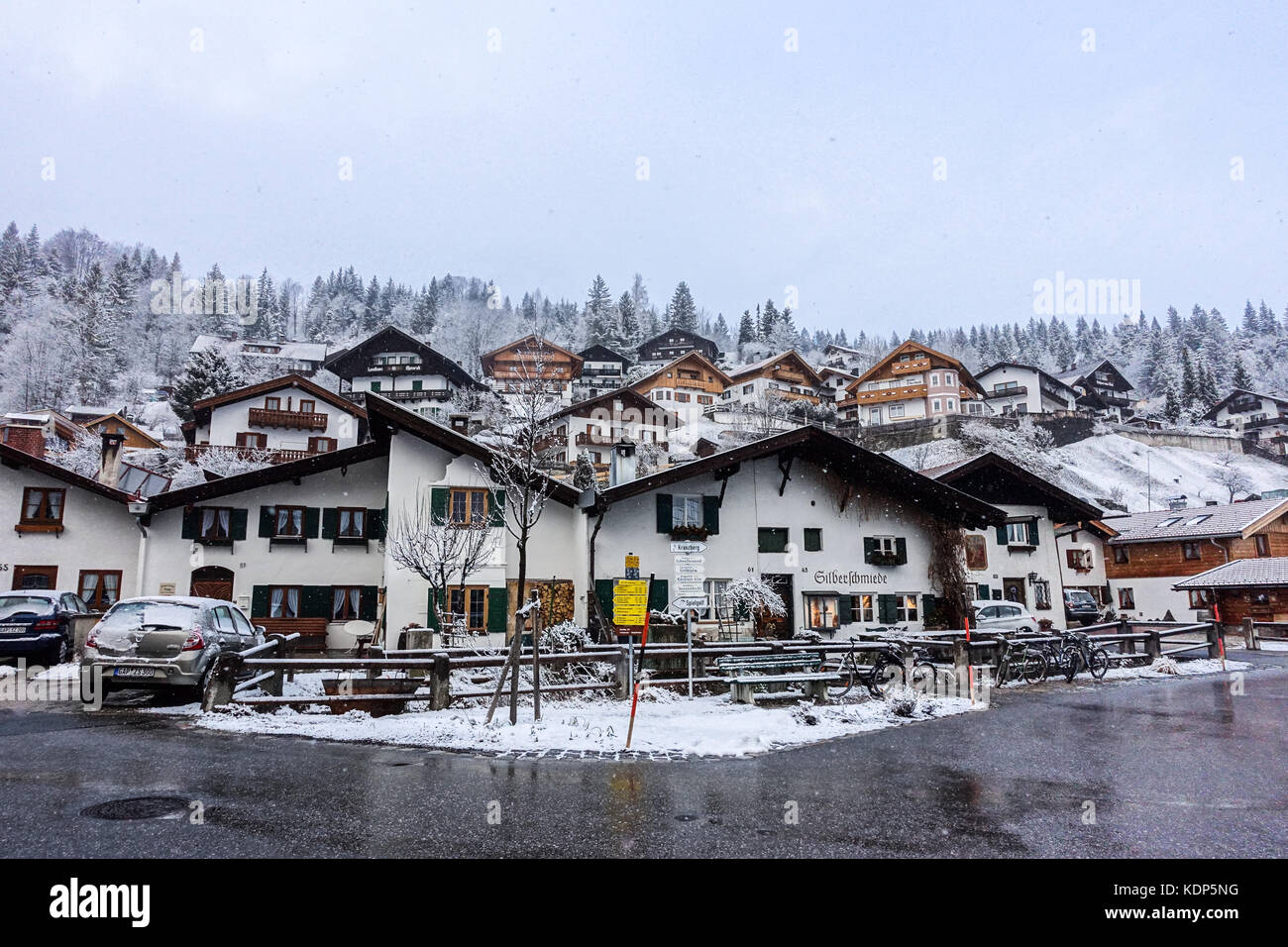 Mittenwald village houses, Bavaria, Germany Stock Photo Alamy