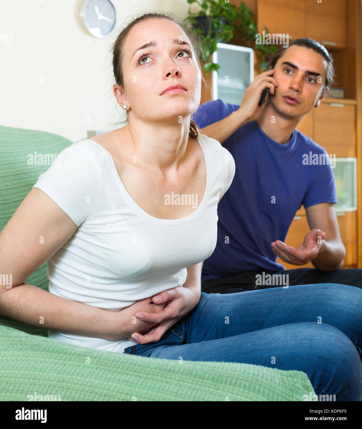 Man calls to emergency for his wife with diarrhea Stock Photo Alamy