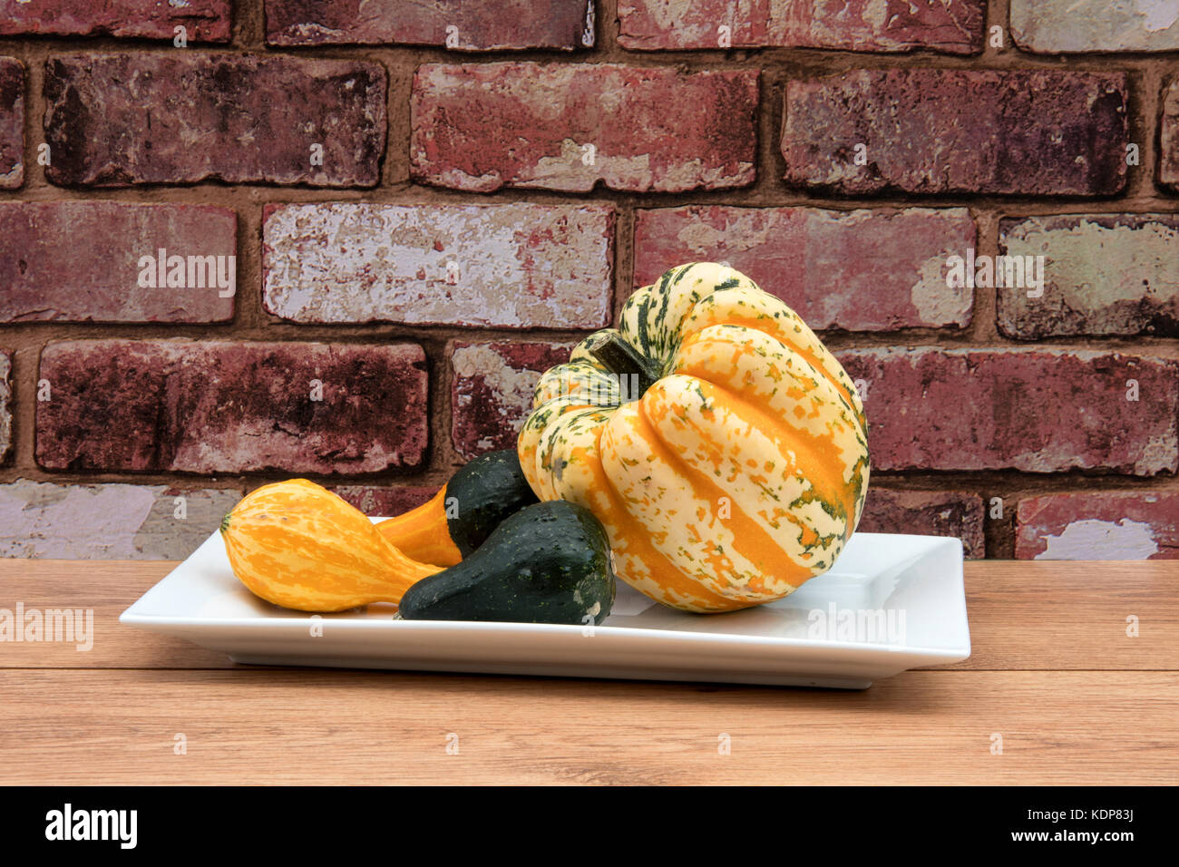 Yellow and green squash with three gourds Stock Photo Alamy