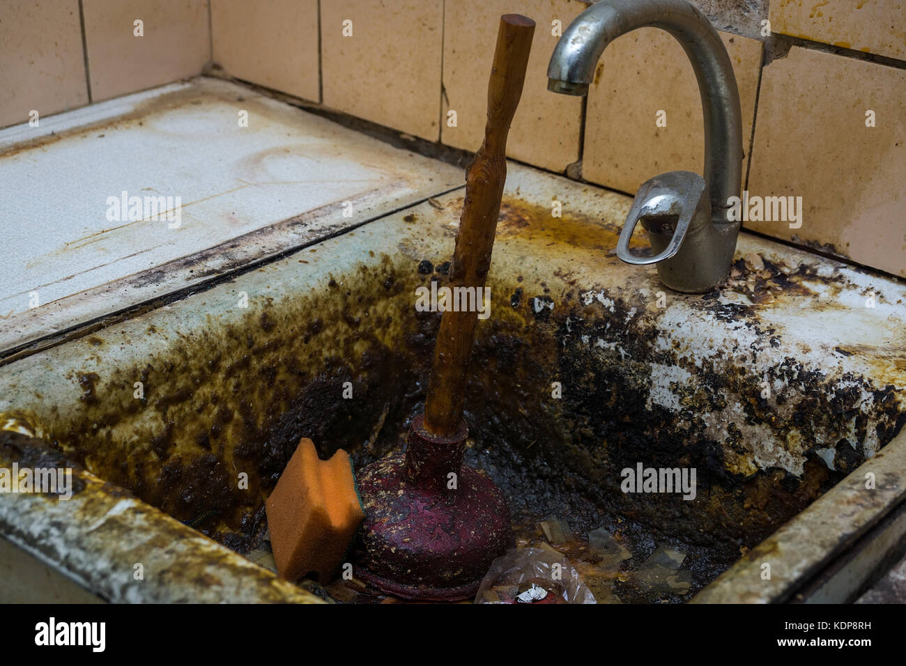 Old Clogged A Sink In The Rust The Old Kitchen Clogged