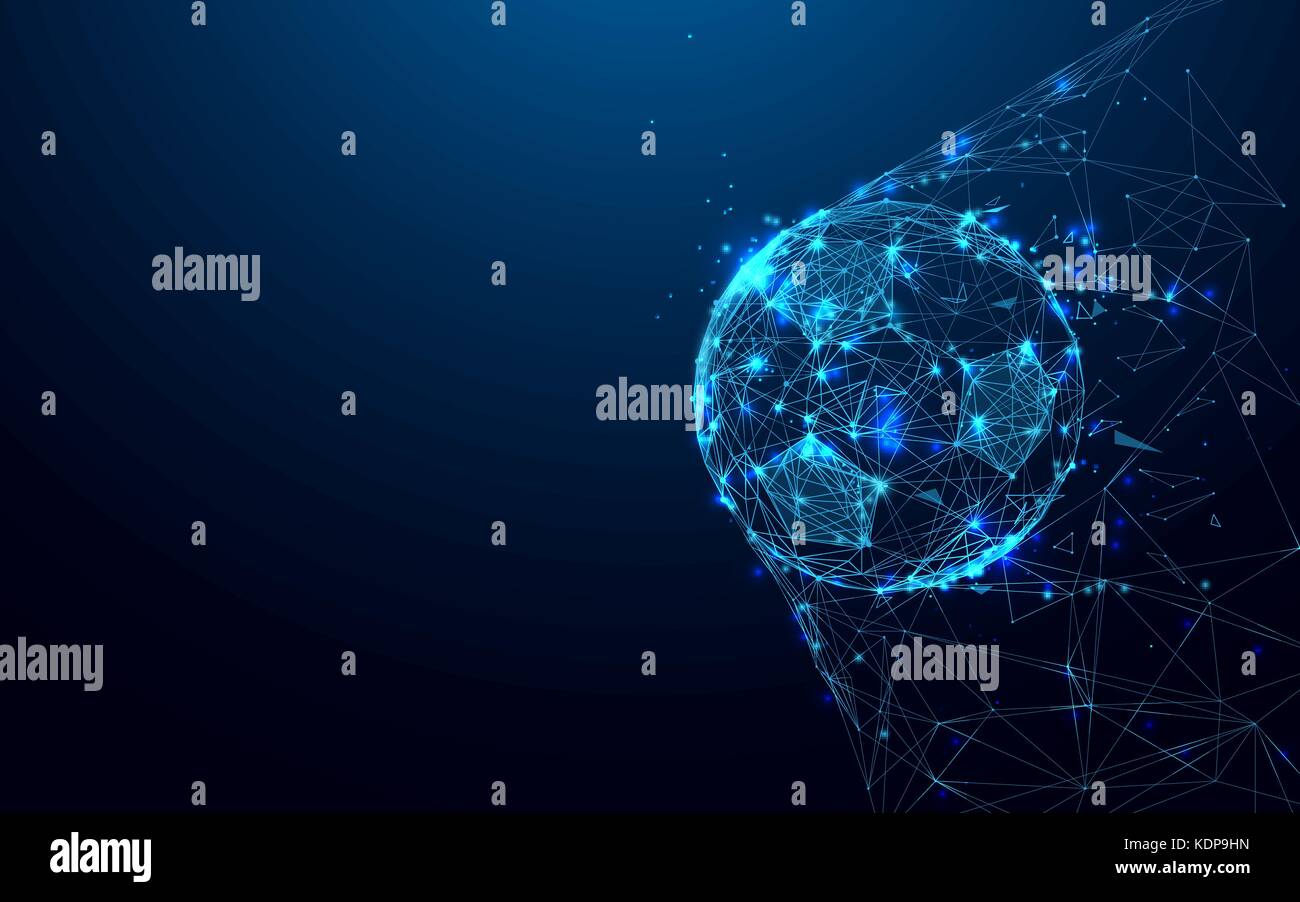 Soccer ball in goal from lines and triangles, point connecting network