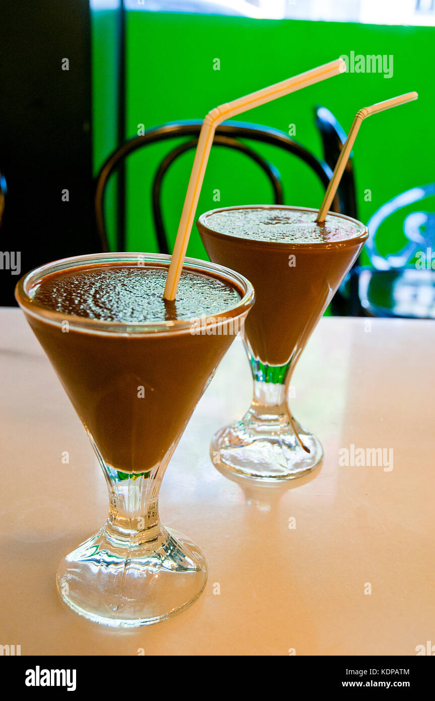 Cold chocolate drink. Stock Photo