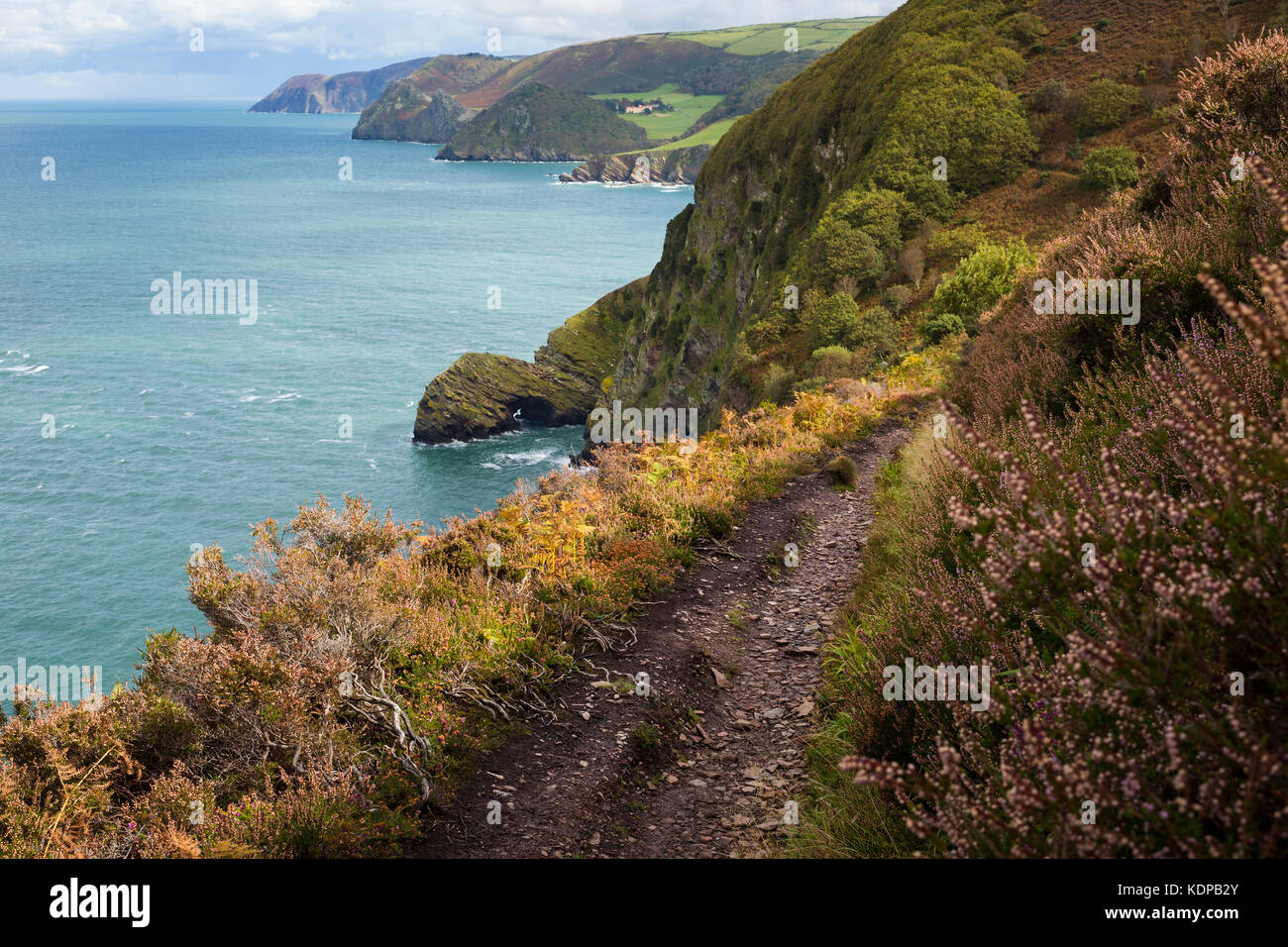 Coastal Path near Martinhoe in Exmoor, England, UK Stock Photo