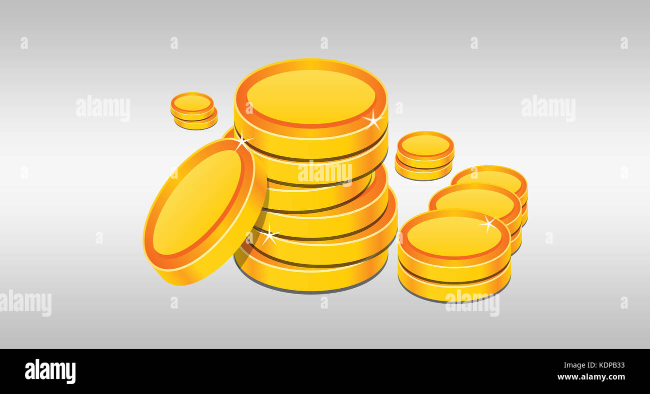 Stack of Golden Coins Illustrated on White background Stock Photo - Alamy