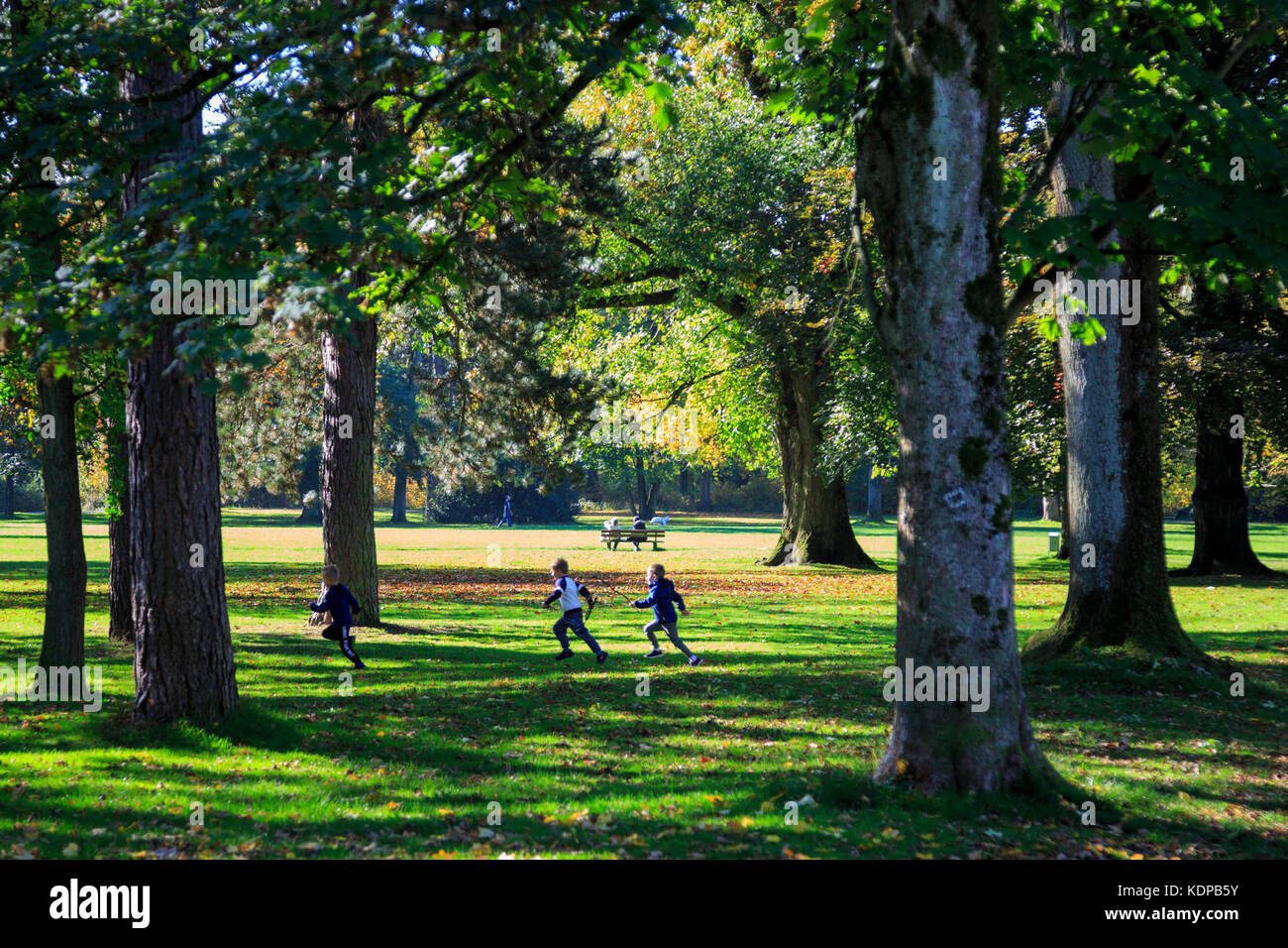 Children playing in a public park in Mülheim an der Ruhr, Germany Stock Photo