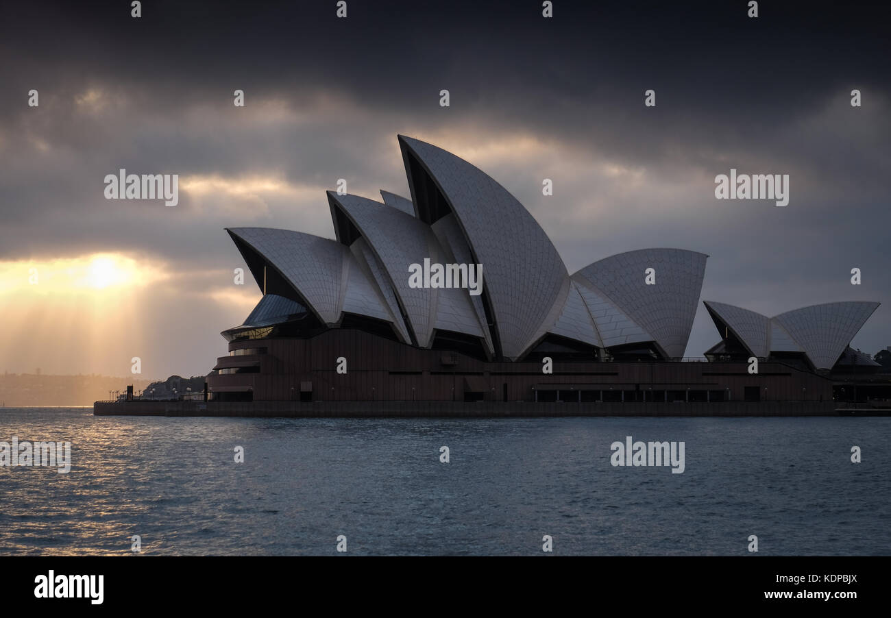 A view of the Sydney Opera House shortly after sunrise Stock Photo