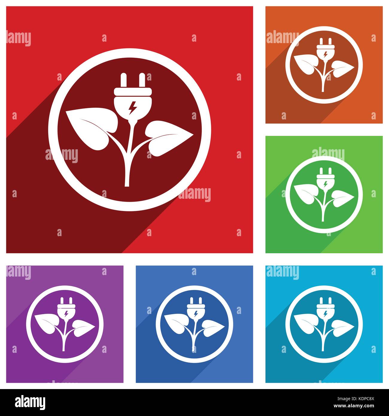 Renewable energy flat design vector icon set. Colorful buttons for web ...