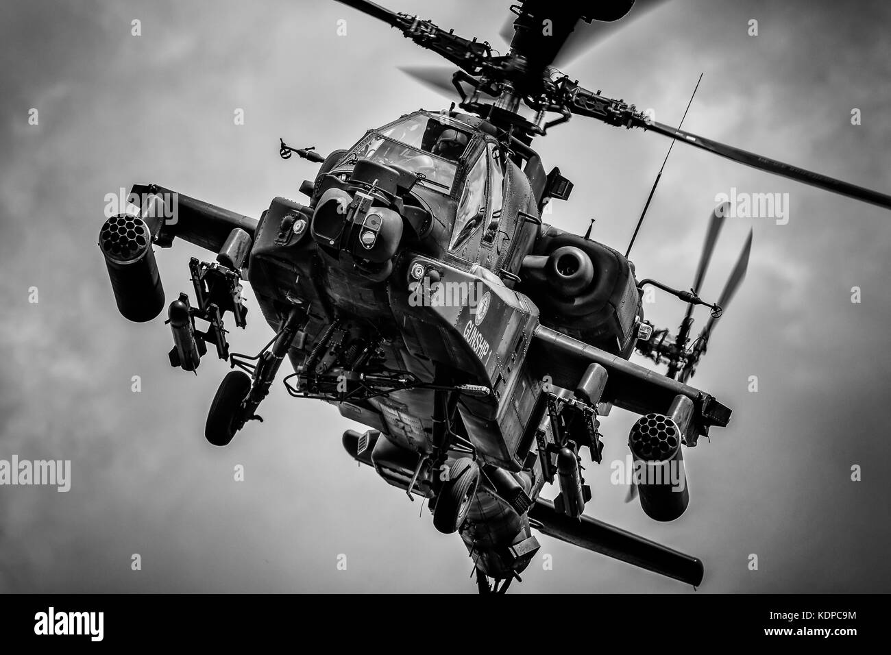 Apache Gunship  displaying at RIAT, Royal international Air Tattoo at RAF Fairford, England, UK Stock Photo