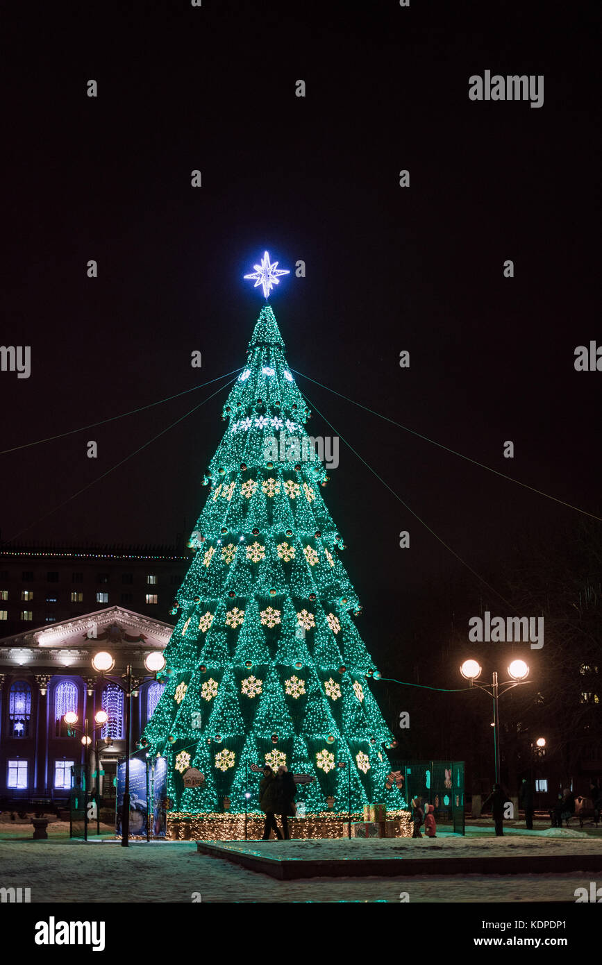large christmas tree with lights
