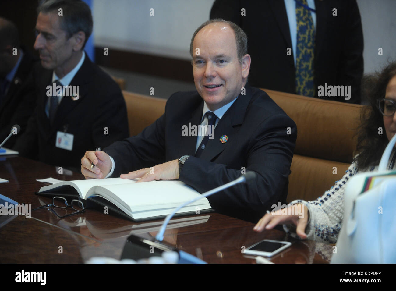 NEW YORK, NY - JUNE 07:  Press Briefing† on the Ocean Conference by His Serene Highness Prince Albert II of Monaco at the United Nations headquarters in New York, on June 7, 2017 in New York City  People:  Prince Albert   Transmission Ref:  MNC1   Credit: Hoo-Me.com/MediaPunch ***NO UK*** Stock Photo