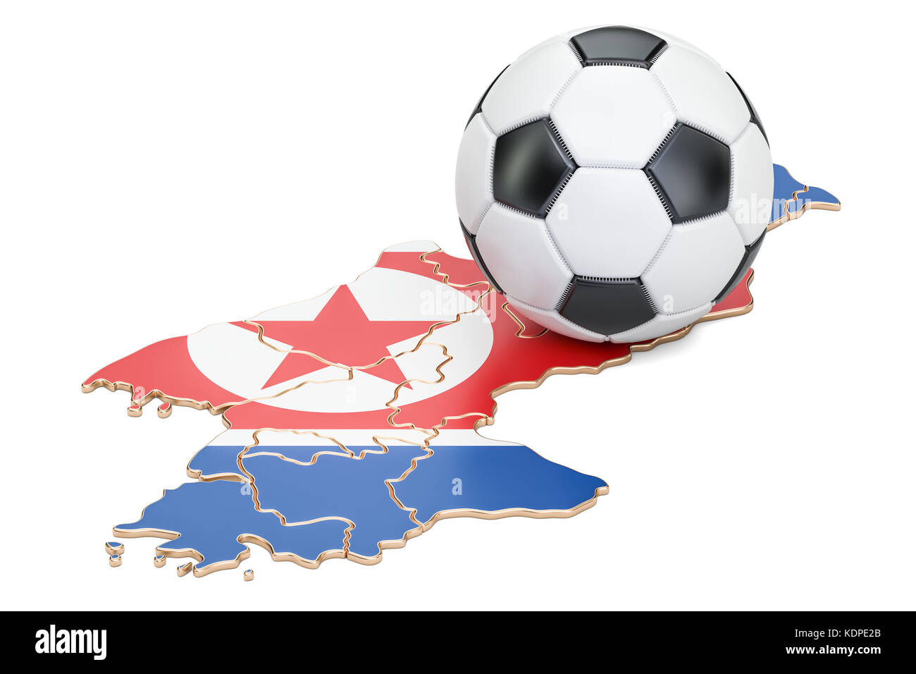Football ball with map of North Korea concept, 3D rendering Stock Photo