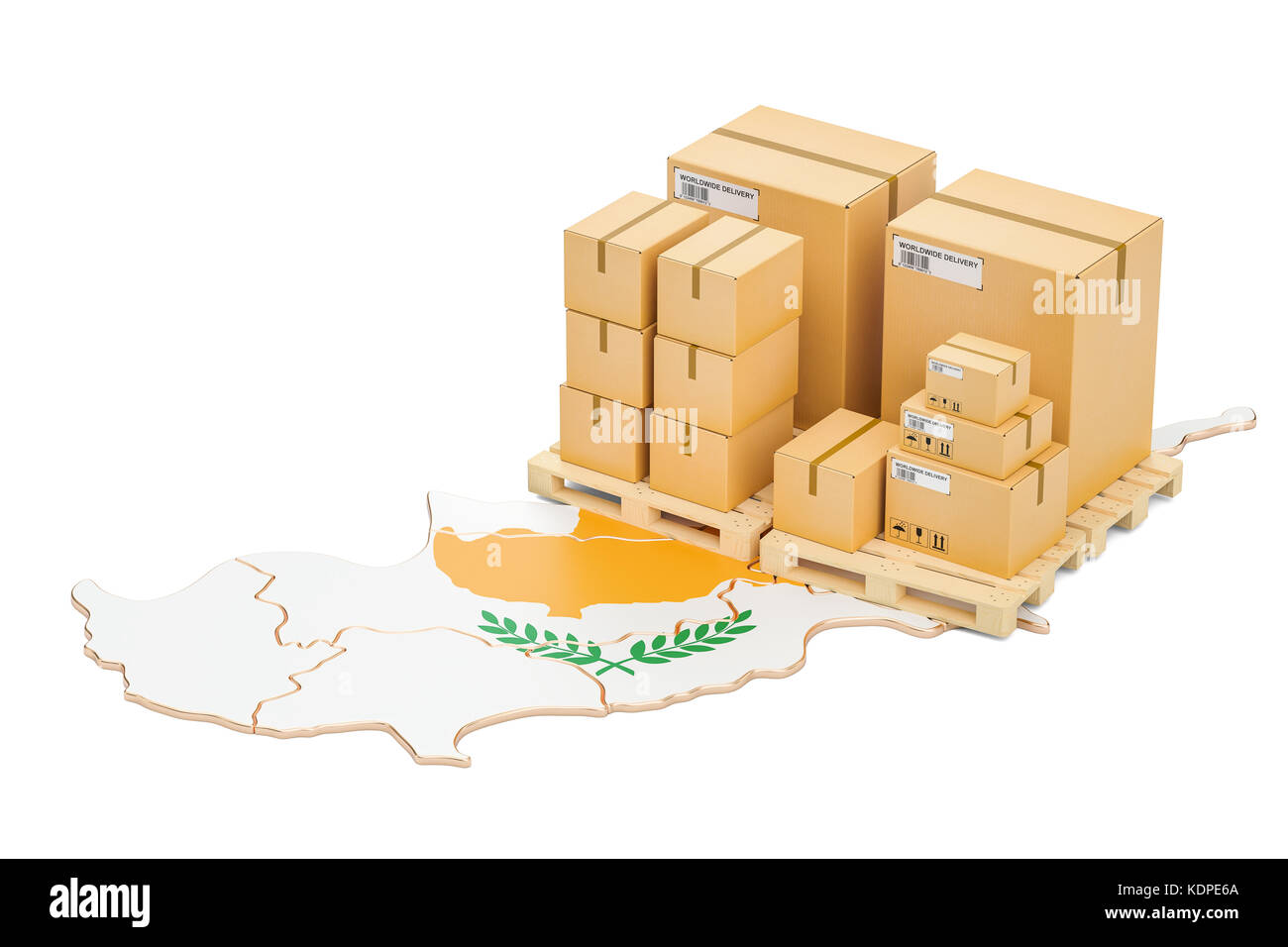 Shipping and Delivery from Cyprus isolated on white background Stock