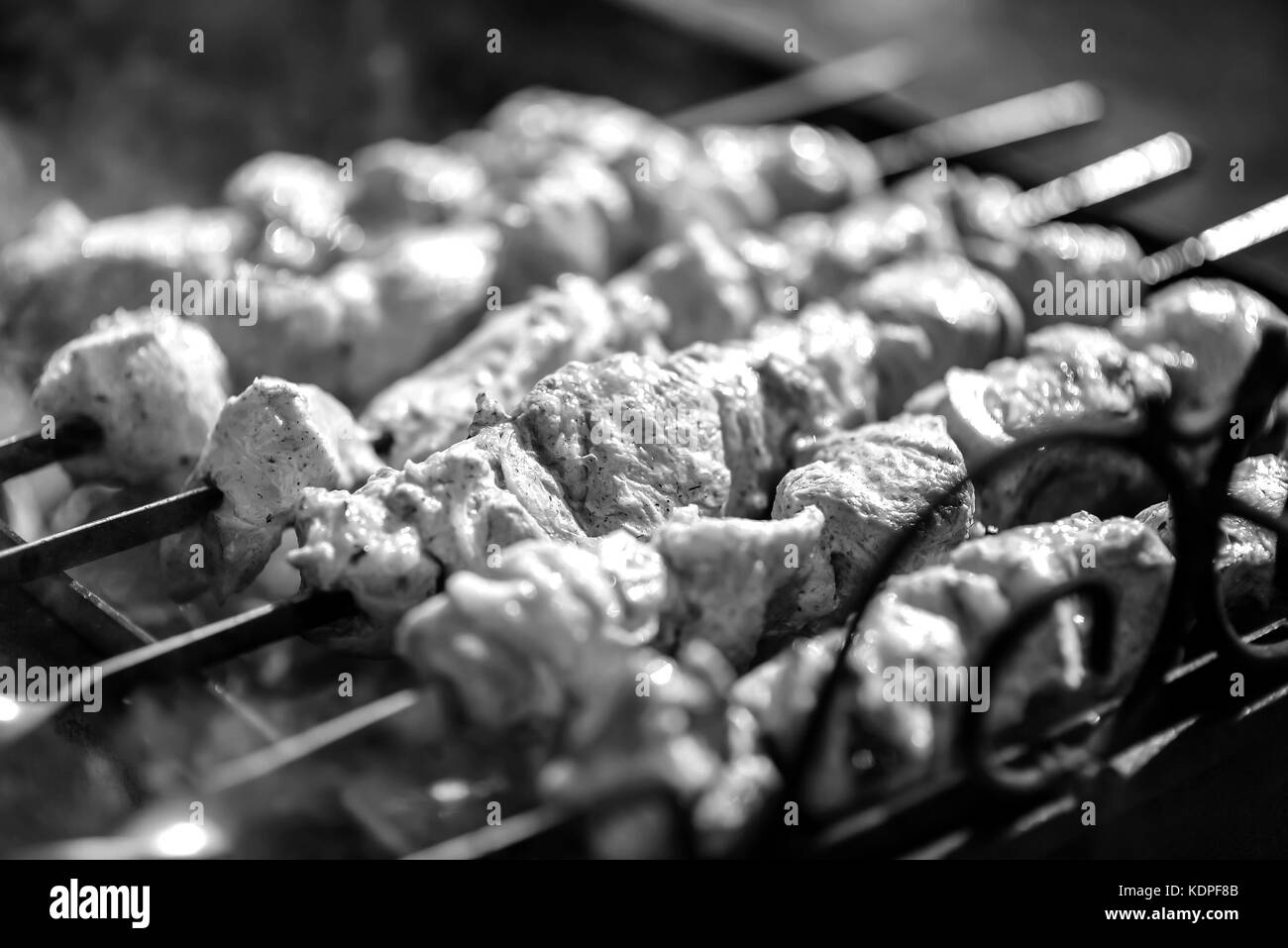 The kebabs are cooked outdoors Stock Photo Alamy