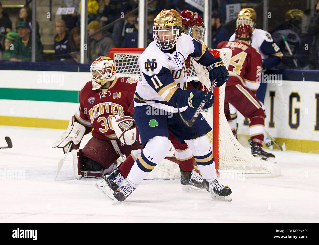 October 14, 2017 Notre Dame forward Cal Burke (11) sets up in front of