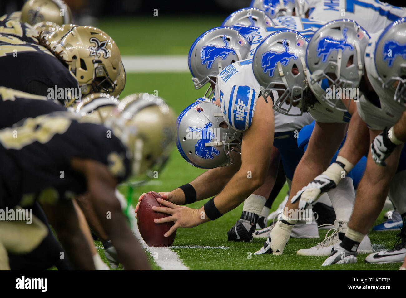 October 15, 2017 - Detroit Lions hike the ball during the first half of the game between the Detroit Lions and the New Orleans Saints at the Mercedes-Benz Superdome in New Orleans, LA. Stephen Lew/CSM Stock Photo