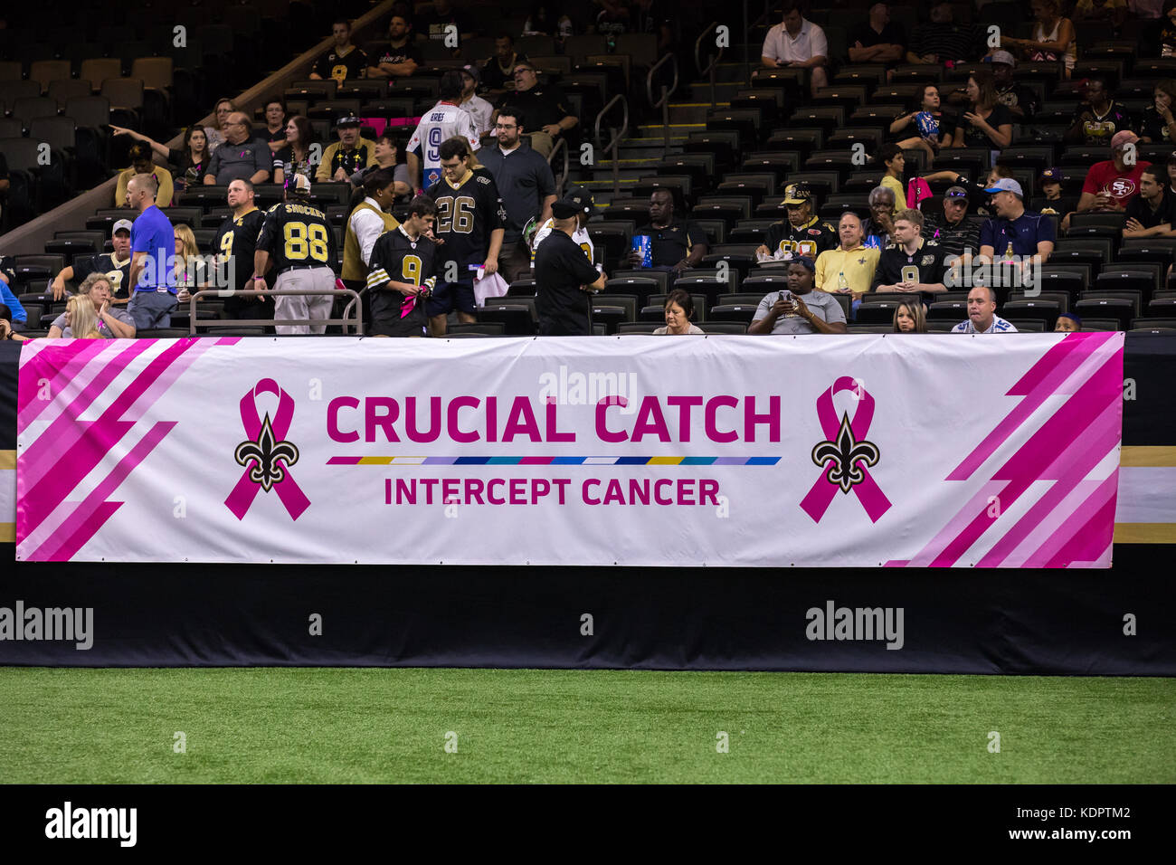 October 15, 2017 - NFL Crucial Catch campaign banner during the first half of the game between the Detroit Lions and the New Orleans Saints at the Mercedes-Benz Superdome in New Orleans, LA. Stephen Lew/CSM Stock Photo
