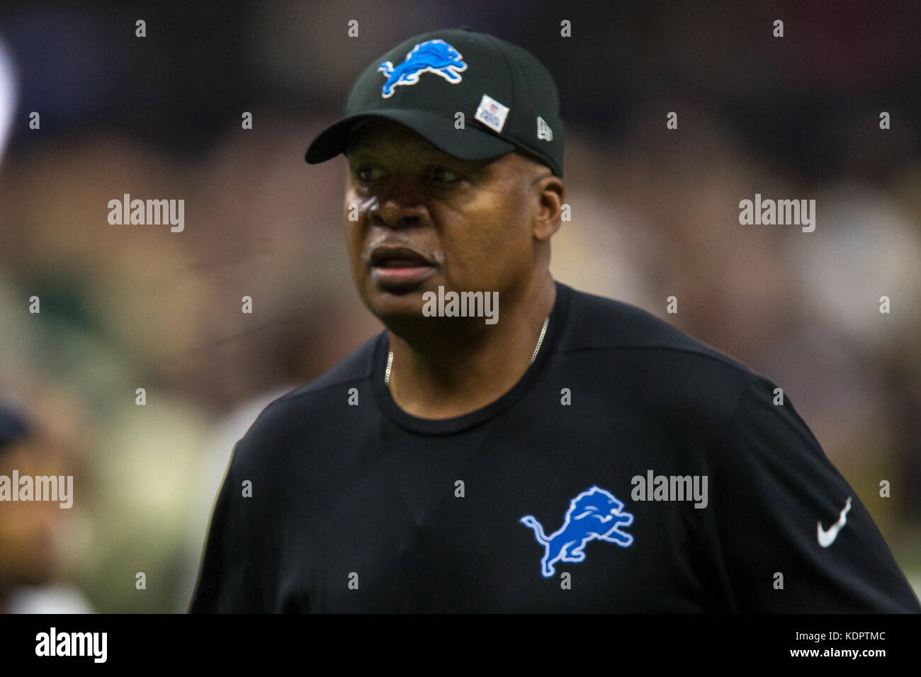 October 15, 2017 - Detroit Lions head coach Jim Caldwell looks on during the first half of the game between the Detroit Lions and the New Orleans Saints at the Mercedes-Benz Superdome in New Orleans, LA. Stephen Lew/CSM Stock Photo