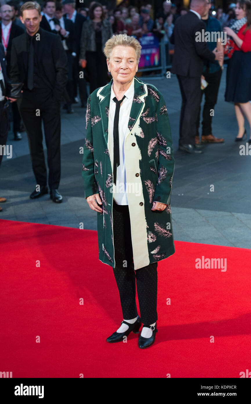 London, UK. 15th October 2017. Sandy Martin arrives for the UK film premiere of 'Three Billboards Outside Ebbing, Missouri' at Odeon Leicester Square during the 61st BFI London Film Festival, Closing Night Gala. Credit: Wiktor Szymanowicz/Alamy Live News Stock Photo