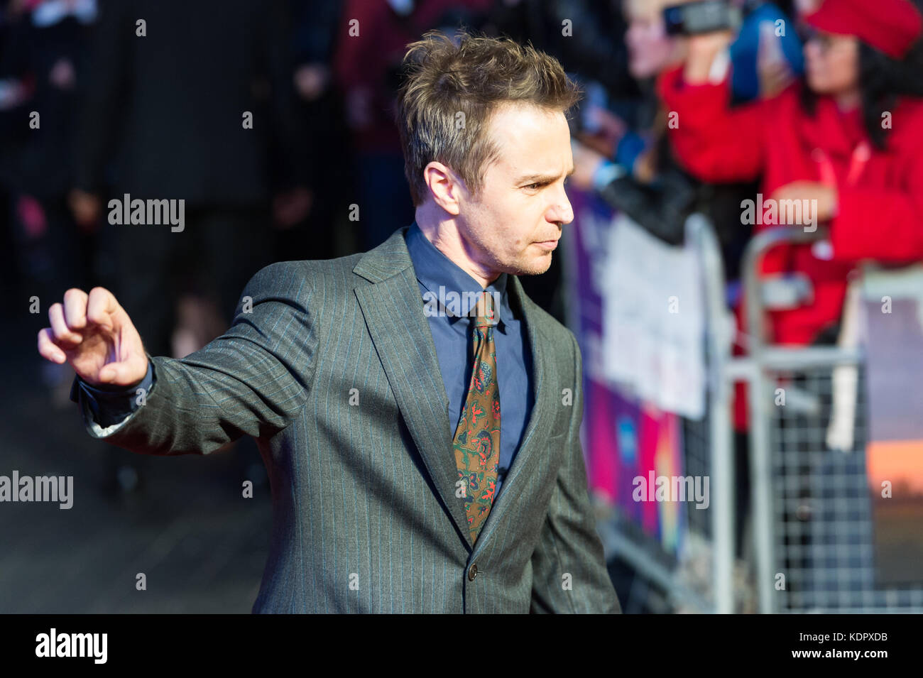 London, UK. 15th October 2017. Sam Rockwell arrives for the UK film premiere of 'Three Billboards Outside Ebbing, Missouri' at Odeon Leicester Square during the 61st BFI London Film Festival, Closing Night Gala. Credit: Wiktor Szymanowicz/Alamy Live News Stock Photo