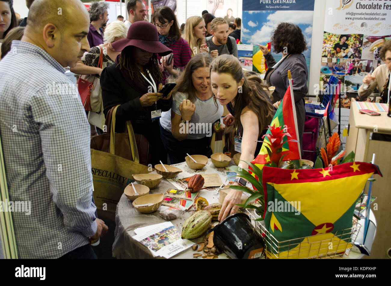 The Chocolate Show 2017 at Olympia. Grenadan chocolate on display