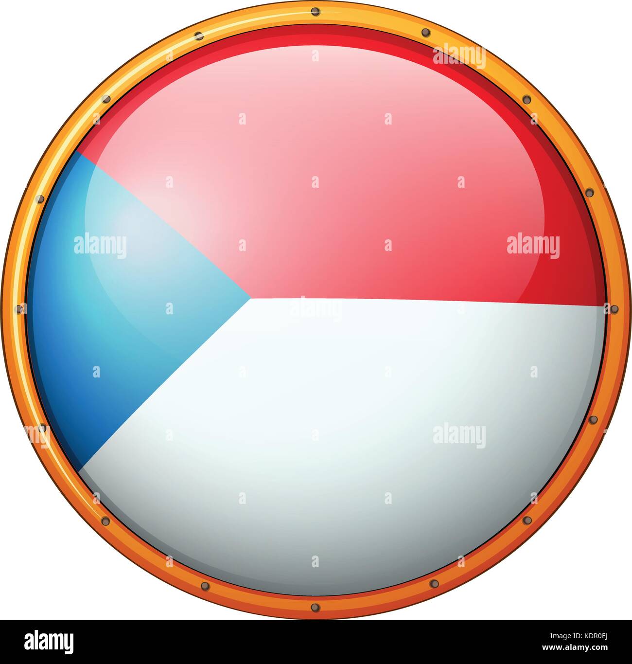 Czech Republic flag on round frame illustration Stock Vector Image ...