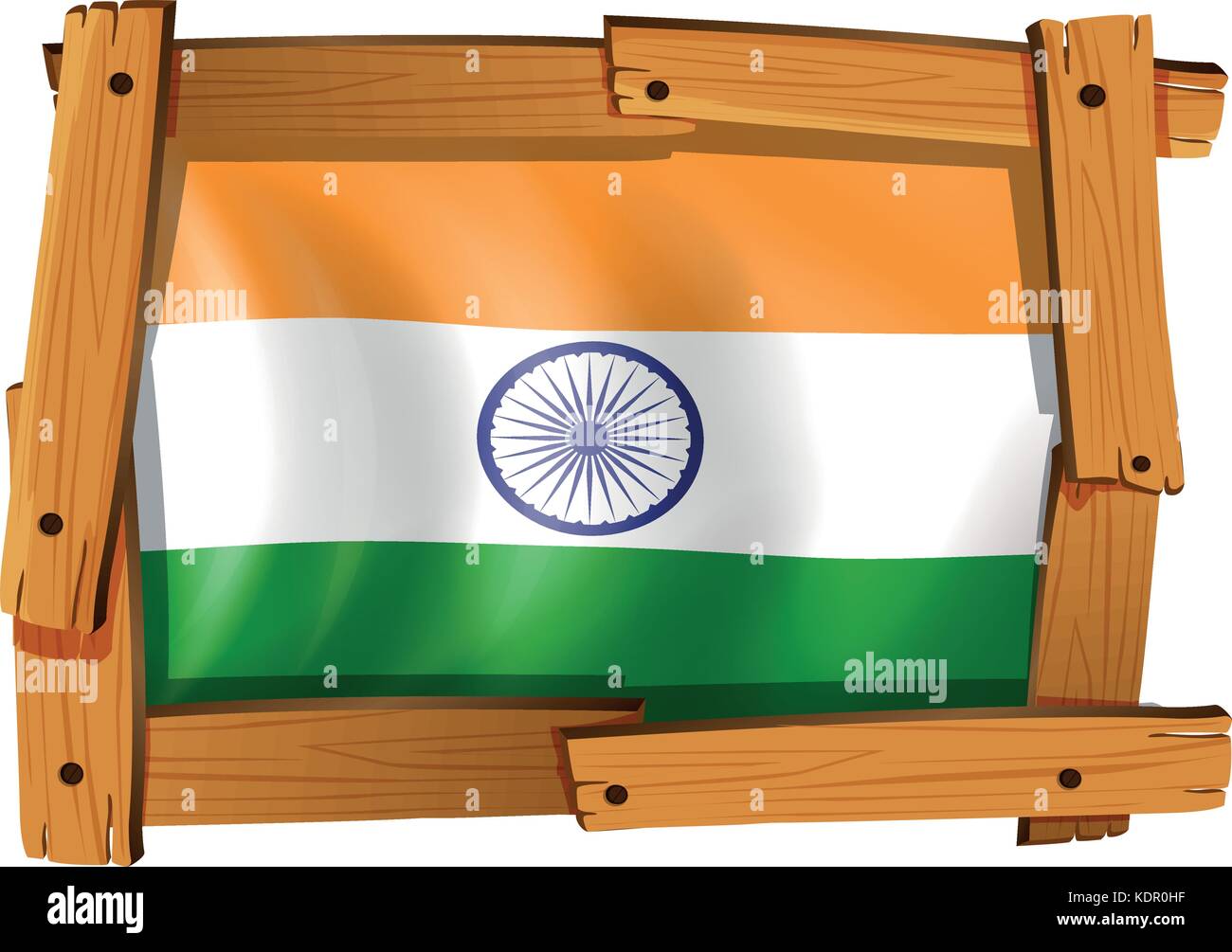 India flag in wooden frame illustration Stock Vector