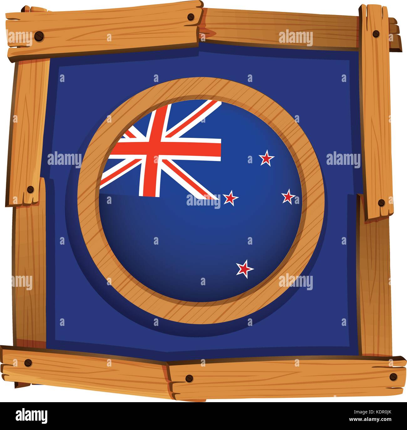 Flag of New Zealand on wooden frame illustration Stock Vector Image