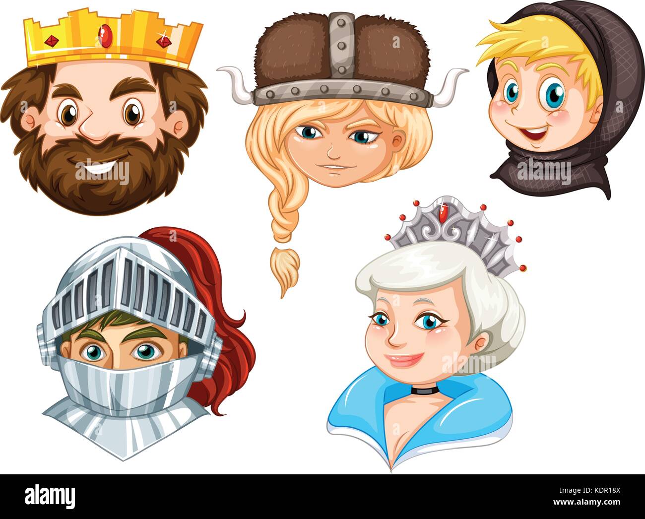 Fairytale characters on white background illustration Stock Vector