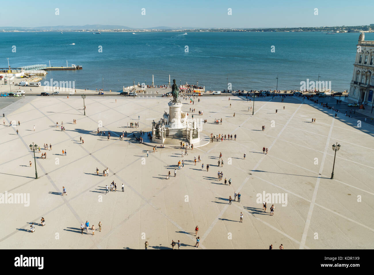 LISBON, PORTUGAL - AUGUST 11, 2017: Praca do Comercio (Commerce Square or Terreiro do Paco) is situated near the Tagus river Stock Photo
